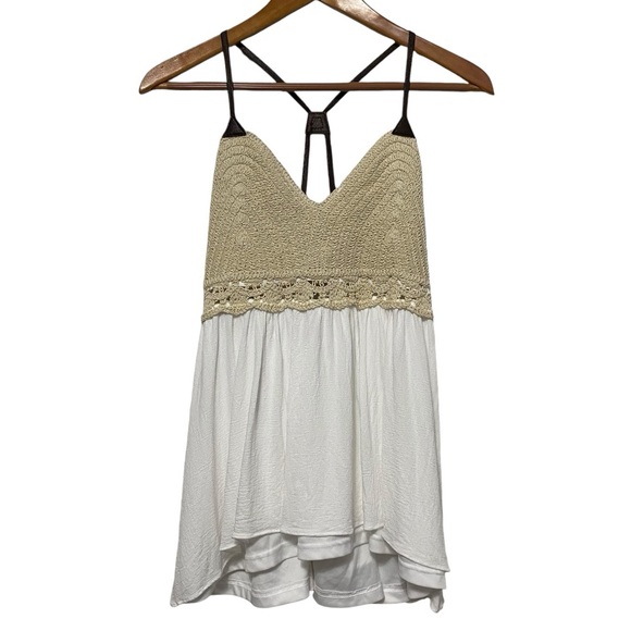 San Joy Tops - San Joy Babydoll Crochet Southwestern Equestrian Top Womens Large Flowy